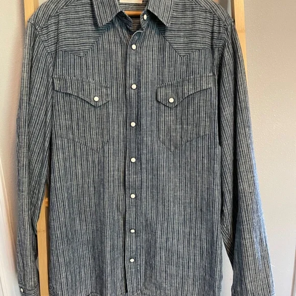 Taylor Stitch Western Shirt in Striped Hemp Chambray - Size 40 - Picture 2 of 8